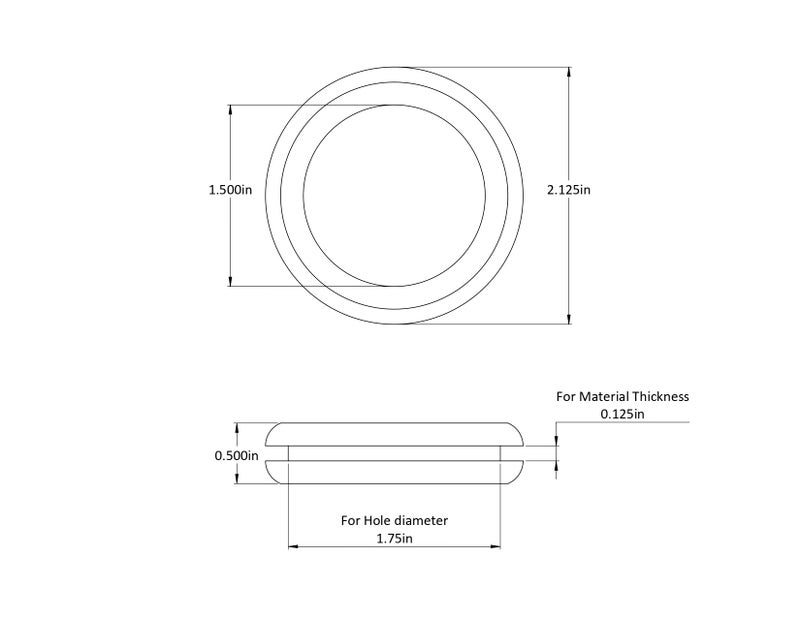dangoodbuy - Rubber Grommet Fits 1 3/4" Hole in 1/8" Thick Panel - SBR Rubber - Has 1 1/2" Center Hole (1 Pack) - Image 2